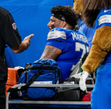 Lions OG Christian Mahogany not ‘out of the woods’ with hip injury
