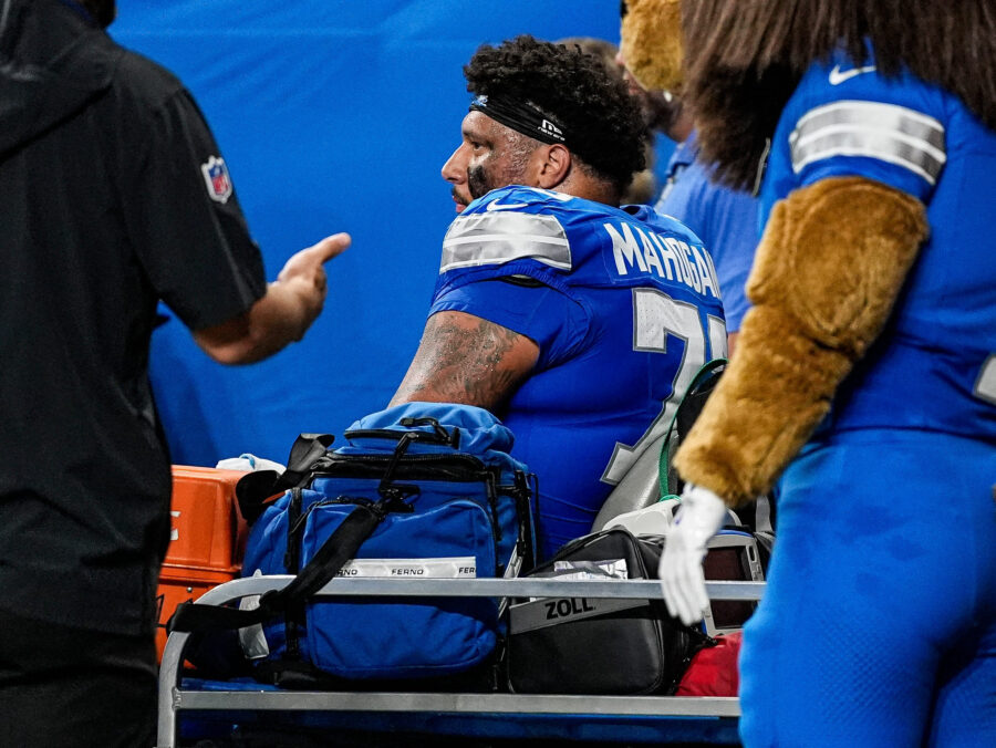 Lions OG Christian Mahogany not ‘out of the woods’ with hip injury