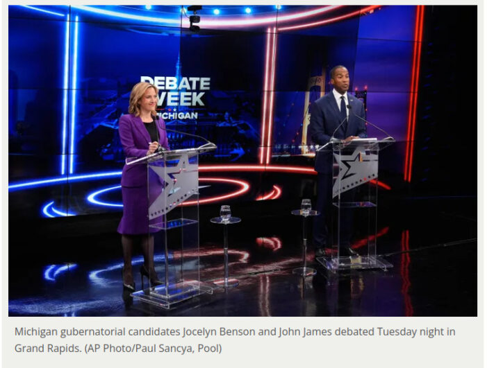 Fact check: John James, Jocelyn Benson debate data centers, tariffs, more
