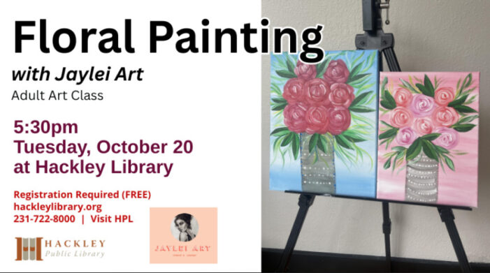 Learn floral painting with Jaylei Art at the Hackley Library