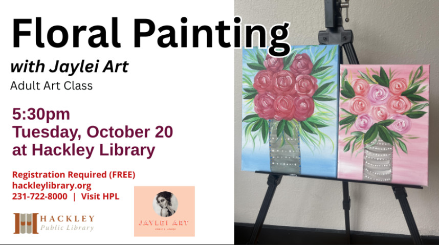 Learn floral painting with Jaylei Art at the Hackley Library