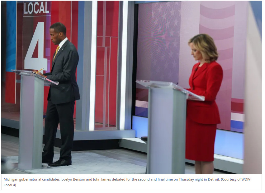 Fact check: John James, Jocelyn Benson trade claims in Michigan governor debate